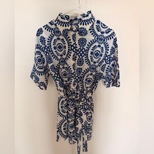 Navy Blue Patterned Women's Romper